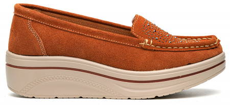 ЖЕНСКИЕ МОКАСИНЫ НА ТАНКЕТКЕ НАТУРАЛЬНАЯ ЗАМША BINIFOOT/BNF ТАЙВАНЬ