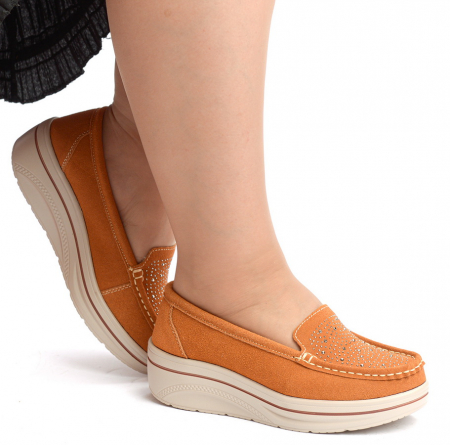 ЖЕНСКИЕ МОКАСИНЫ НА ТАНКЕТКЕ НАТУРАЛЬНАЯ ЗАМША BINIFOOT/BNF ТАЙВАНЬ