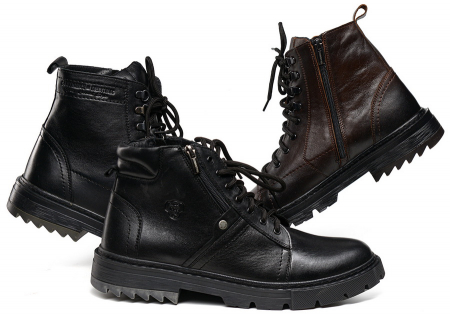 МУЖСКИЕ БОТИНКИ НАТУРАЛЬНАЯ КОЖА / НАТУРАЛЬНЫЙ МЕХ CORVETTO