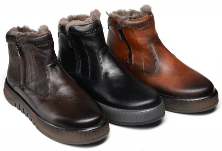 МУЖСКИЕ БОТИНКИ НАТУРАЛЬНАЯ КОЖА / НАТУРАЛЬНЫЙ МЕХ CORVETTO