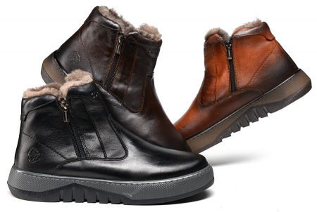 МУЖСКИЕ БОТИНКИ НАТУРАЛЬНАЯ КОЖА / НАТУРАЛЬНЫЙ МЕХ CORVETTO