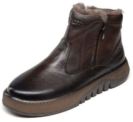 МУЖСКИЕ БОТИНКИ НАТУРАЛЬНАЯ КОЖА / НАТУРАЛЬНЫЙ МЕХ CORVETTO