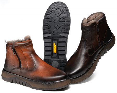 МУЖСКИЕ БОТИНКИ НАТУРАЛЬНАЯ КОЖА / НАТУРАЛЬНЫЙ МЕХ CORVETTO