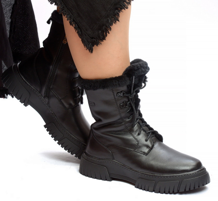 ЖЕНСКИЕ БОТИНКИ НАТУРАЛЬНАЯ КОЖА НАТУРАЛЬНЫЙ МЕХ GUGU ГЕРМАНИЯ