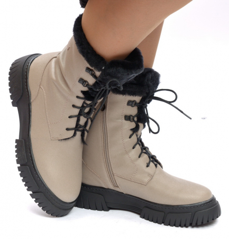 ЖЕНСКИЕ БОТИНКИ НАТУРАЛЬНАЯ КОЖА НАТУРАЛЬНЫЙ МЕХ GUGU ГЕРМАНИЯ