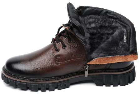 МУЖСКИЕ БОТИНКИ НАТУРАЛЬНАЯ КОЖА / НАТУРАЛЬНЫЙ МЕХ CORVETTO