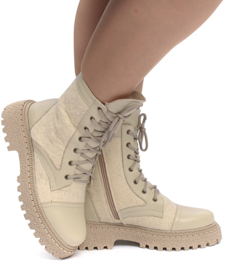 ЖЕНСКИЕ БОТИНКИ НАТУРАЛЬНАЯ КОЖА+ВОЙЛОК / ШЕРСТЬ CORVETTO ИТАЛИЯ