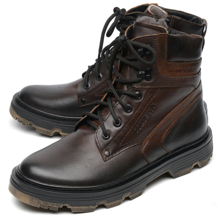 МУЖСКИЕ БОТИНКИ НАТУРАЛЬНАЯ КОЖА / НАТУРАЛЬНЫЙ МЕХ CORVETTO