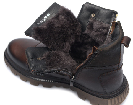 МУЖСКИЕ БОТИНКИ НАТУРАЛЬНАЯ КОЖА / НАТУРАЛЬНЫЙ МЕХ CORVETTO