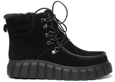 ЖЕНСКИЕ БОТИНКИ НАТУРАЛЬНАЯ КОЖА(ВЕЛЮР) / НАТУРАЛЬНЫЙ МЕХ GUGU ГЕРМАНИЯ