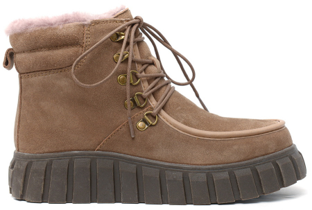 ЖЕНСКИЕ БОТИНКИ НАТУРАЛЬНАЯ КОЖА(ВЕЛЮР) / НАТУРАЛЬНЫЙ МЕХ GUGU ГЕРМАНИЯ