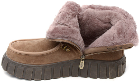 ЖЕНСКИЕ БОТИНКИ НАТУРАЛЬНАЯ КОЖА(ВЕЛЮР) / НАТУРАЛЬНЫЙ МЕХ GUGU ГЕРМАНИЯ