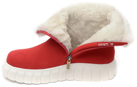 ЖЕНСКИЕ БОТИНКИ НАТУРАЛЬНАЯ КОЖА(ВЕЛЮР) / НАТУРАЛЬНЫЙ МЕХ GUGU ГЕРМАНИЯ