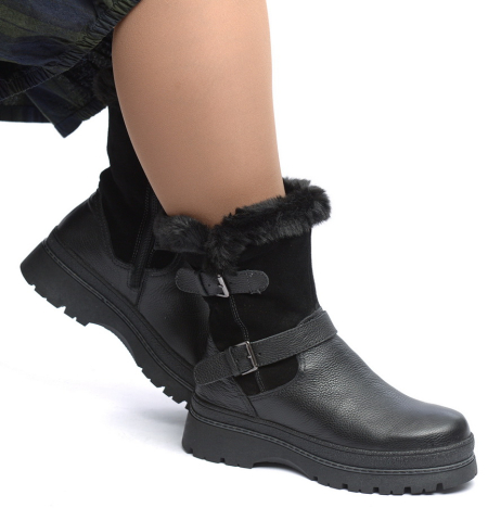 ЖЕНСКИЕ ПОЛУСАПОГИ НАТУРАЛЬНАЯ КОЖА + ВЕЛЮР / НАТУРАЛЬНЫЙ МЕХ GUGU ГЕРМАНИЯ