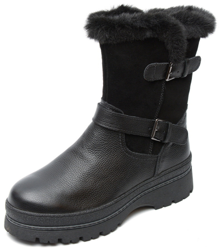 ЖЕНСКИЕ ПОЛУСАПОГИ НАТУРАЛЬНАЯ КОЖА + ВЕЛЮР / НАТУРАЛЬНЫЙ МЕХ GUGU ГЕРМАНИЯ