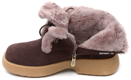 ЖЕНСКИЕ БОТИНКИ НАТУРАЛЬНАЯ КОЖА ( ВЕЛЮР ) / НАТУРАЛЬНЫЙ МЕХ GUGU ГЕРМАНИЯ