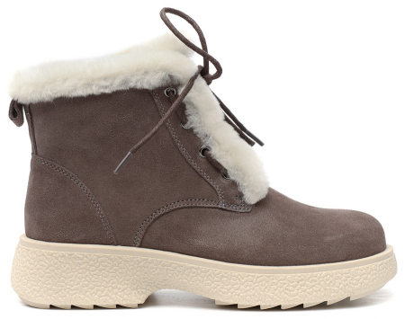 ЖЕНСКИЕ БОТИНКИ НАТУРАЛЬНАЯ КОЖА ( ВЕЛЮР ) / НАТУРАЛЬНЫЙ МЕХ GUGU ГЕРМАНИЯ