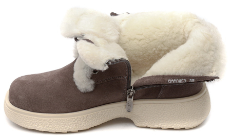 ЖЕНСКИЕ БОТИНКИ НАТУРАЛЬНАЯ КОЖА ( ВЕЛЮР ) / НАТУРАЛЬНЫЙ МЕХ GUGU ГЕРМАНИЯ