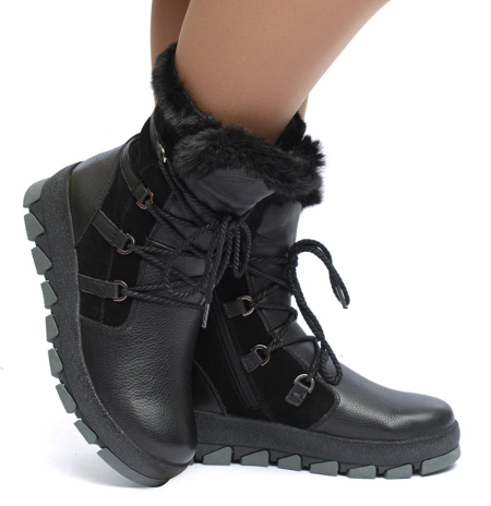 ЖЕНСКИЕ ПОЛУСАПОГИ НАТУРАЛЬНАЯ КОЖА + ВЕЛЮР / НАТУРАЛЬНЫЙ МЕХ GUGU ГЕРМАНИЯ