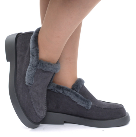 ЖЕНСКИЕ БОТИНКИ НАТУРАЛЬНАЯ КОЖА (ВЕЛЮР) / НАТУРАЛЬНЫЙ МЕХ SALAMANDER