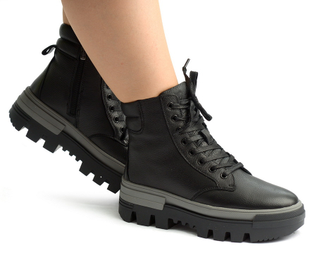 ЖЕНСКИЕ БОТИНКИ НАТУРАЛЬНАЯ КОЖА / НАТУРАЛЬНЫЙ МЕХ SALAMANDER