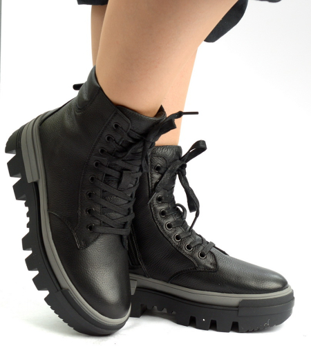 ЖЕНСКИЕ БОТИНКИ НАТУРАЛЬНАЯ КОЖА / НАТУРАЛЬНЫЙ МЕХ SALAMANDER