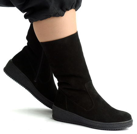 ЖЕНСКИЕ САПОГИ НАТУРАЛЬНАЯ КОЖА(ВЕЛЮР) / НАТУРАЛЬНЫЙ МЕХ CORVETTO ИТАЛИЯ