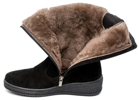 ЖЕНСКИЕ САПОГИ НАТУРАЛЬНАЯ КОЖА(ВЕЛЮР) / НАТУРАЛЬНЫЙ МЕХ CORVETTO ИТАЛИЯ