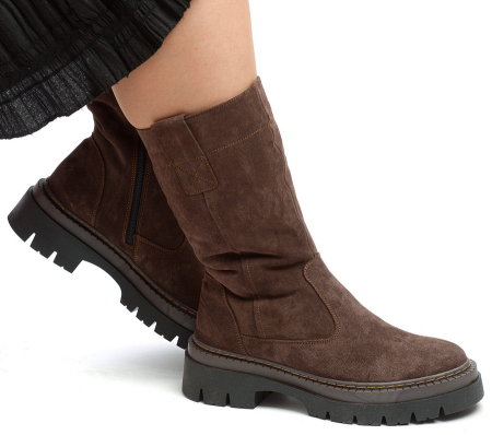 ЖЕНСКИЕ САПОГИ НАТУРАЛЬНАЯ КОЖА(ВЕЛЮР) /НАТУРАЛЬНАЯ  ШЕРСТЬ CORVETTO ИТАЛИЯ