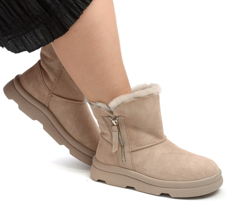 ЖЕНСКИЕ ПОЛУСАПОГИ НАТУРАЛЬНАЯ КОЖА (ВЕЛЮР) / НАТУРАЛЬНЫЙ МЕХ SALAMANDER