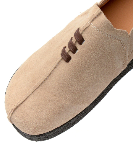 ЖЕНСКИЕ МОКАСИНЫ НА ТАНКЕТКЕ НАТУРАЛЬНАЯ КОЖА (ВЕЛЮР) BINIFOOT ТАЙВАНЬ