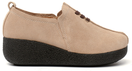 ЖЕНСКИЕ МОКАСИНЫ НА ТАНКЕТКЕ НАТУРАЛЬНАЯ КОЖА (ВЕЛЮР) BINIFOOT ТАЙВАНЬ