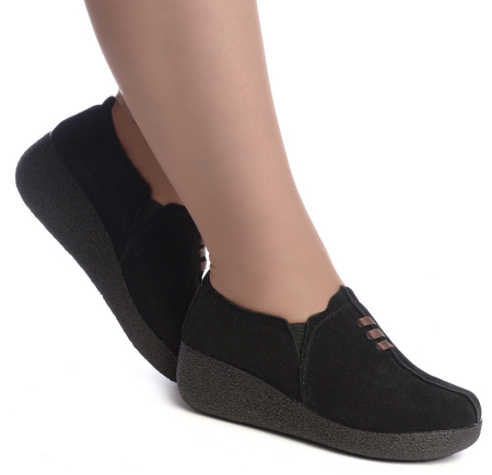 ЖЕНСКИЕ МОКАСИНЫ НА ТАНКЕТКЕ НАТУРАЛЬНАЯ КОЖА (ВЕЛЮР) BINIFOOT ТАЙВАНЬ