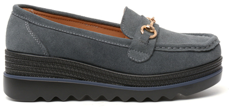 ЖЕНСКИЕ МОКАСИНЫ НА ТАНКЕТКЕ НАТУРАЛЬНАЯ КОЖА (ВЕЛЮР) BINIFOOT ТАЙВАНЬ