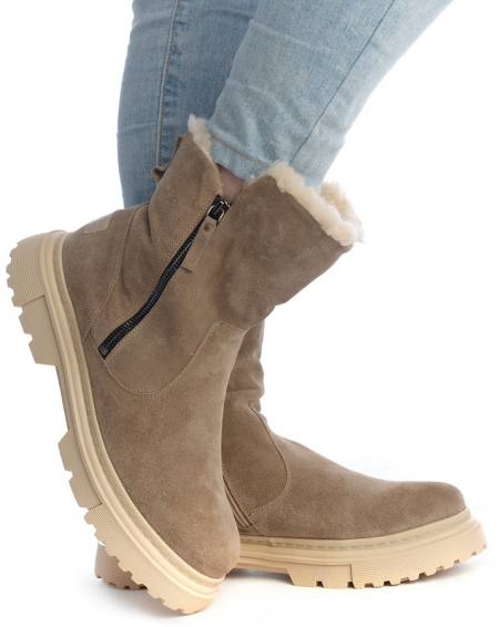 ЖЕНСКИЕ САПОГИ НАТУРАЛЬНАЯ КОЖА(ВЕЛЮР) /НАТУРАЛЬНАЯ  ШЕРСТЬ CORVETTO ИТАЛИЯ