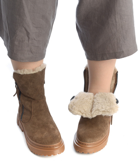 ЖЕНСКИЕ САПОГИ НАТУРАЛЬНАЯ КОЖА(ВЕЛЮР) /НАТУРАЛЬНАЯ  ШЕРСТЬ CORVETTO ИТАЛИЯ