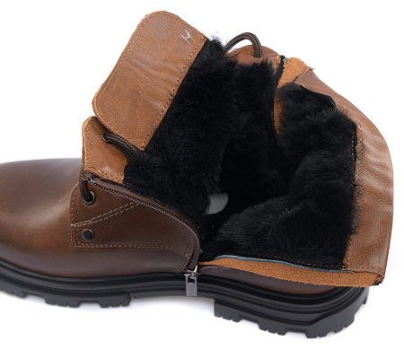 МУЖСКИЕ БОТИНКИ НАТУРАЛЬНАЯ КОЖА / НАТУРАЛЬНЫЙ МЕХ CORVETTO