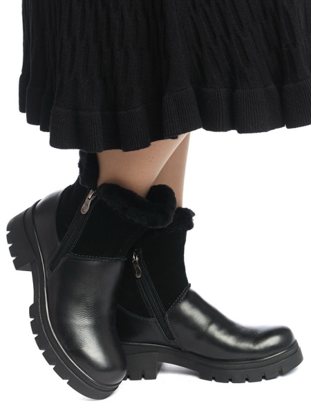 ЖЕНСКИЕ САПОГИ НАТУРАЛЬНАЯ КОЖА+ВЕЛЮР / НАТУРАЛЬНЫЙ МЕХ GUGU ГЕРМАНИЯ