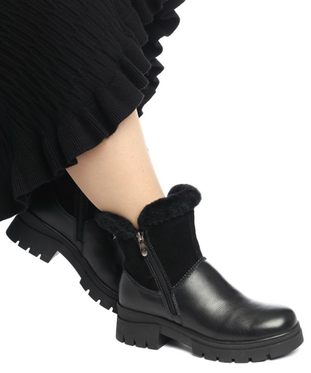 ЖЕНСКИЕ САПОГИ НАТУРАЛЬНАЯ КОЖА+ВЕЛЮР / НАТУРАЛЬНЫЙ МЕХ GUGU ГЕРМАНИЯ