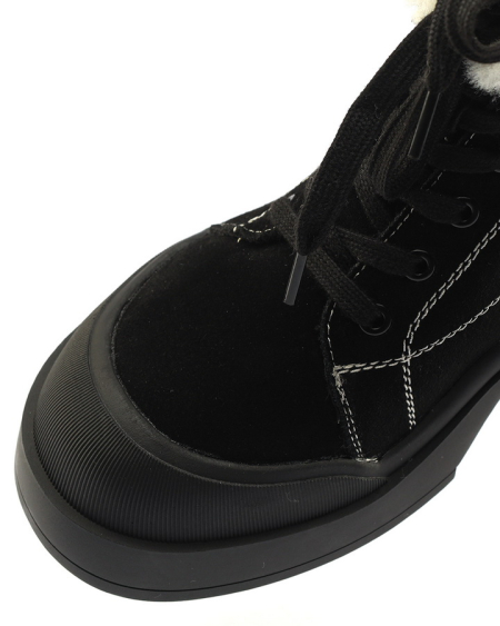 ЖЕНСКИЕ БОТИНКИ НАТУРАЛЬНАЯ КОЖА (ВЕЛЮР) НАТУРАЛЬНЫЙ МЕХ GUGU ГЕРМАНИЯ