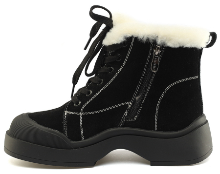 ЖЕНСКИЕ БОТИНКИ НАТУРАЛЬНАЯ КОЖА (ВЕЛЮР) НАТУРАЛЬНЫЙ МЕХ GUGU ГЕРМАНИЯ