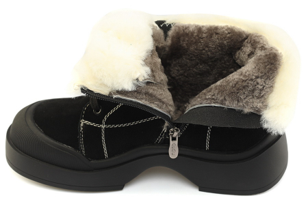 ЖЕНСКИЕ БОТИНКИ НАТУРАЛЬНАЯ КОЖА (ВЕЛЮР) НАТУРАЛЬНЫЙ МЕХ GUGU ГЕРМАНИЯ