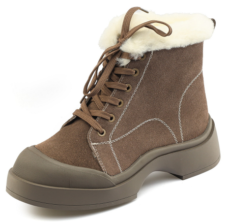 ЖЕНСКИЕ БОТИНКИ НАТУРАЛЬНАЯ КОЖА (ВЕЛЮР) НАТУРАЛЬНЫЙ МЕХ GUGU ГЕРМАНИЯ