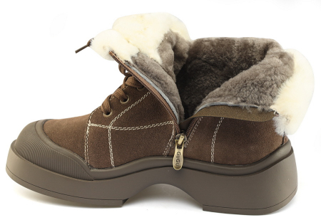 ЖЕНСКИЕ БОТИНКИ НАТУРАЛЬНАЯ КОЖА (ВЕЛЮР) НАТУРАЛЬНЫЙ МЕХ GUGU ГЕРМАНИЯ
