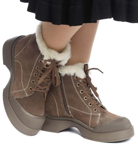 ЖЕНСКИЕ БОТИНКИ НАТУРАЛЬНАЯ КОЖА (ВЕЛЮР) НАТУРАЛЬНЫЙ МЕХ GUGU ГЕРМАНИЯ