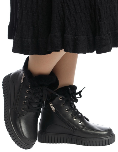 ЖЕНСКИЕ БОТИНКИ НАТУРАЛЬНАЯ КОЖА / НАТУРАЛЬНЫЙ МЕХ GUGU ГЕРМАНИЯ