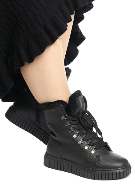 ЖЕНСКИЕ БОТИНКИ НАТУРАЛЬНАЯ КОЖА / НАТУРАЛЬНЫЙ МЕХ GUGU ГЕРМАНИЯ