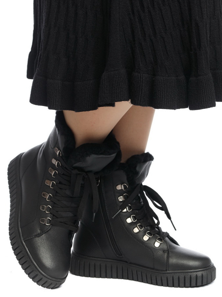 ЖЕНСКИЕ БОТИНКИ НАТУРАЛЬНАЯ КОЖА / НАТУРАЛЬНЫЙ МЕХ GUGU ГЕРМАНИЯ