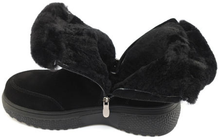 ЖЕНСКИЕ БОТИНКИ НАТУРАЛЬНАЯ КОЖА(ВЕЛЮР) / НАТУРАЛЬНЫЙ МЕХ GUGU ГЕРМАНИЯ