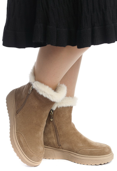 ЖЕНСКИЕ БОТИНКИ НАТУРАЛЬНАЯ КОЖА(ВЕЛЮР) / НАТУРАЛЬНЫЙ МЕХ GUGU ГЕРМАНИЯ